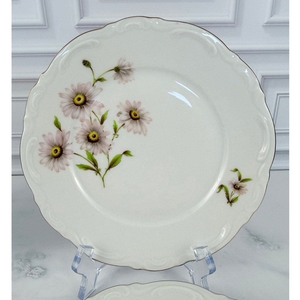 VTG Set of 4 Mitterteich Daisy Bell 6 3/4" Bread Dessert Plates Scalloped Edge